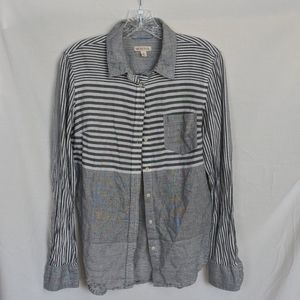 Merona button down striped black/white shirt M